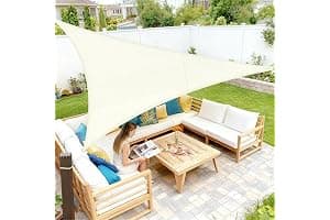 LOVE STORY Toldo Vela de Sombra Impermeable Triangular 3x3x3m Protección Rayos UV PES Toldos para Patio, Exterior Terrazas, Jardín, Balcon (Crema)