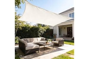 HAIKUS Toldo Vela de Sombra Impermeable Rectangular 3x4m Protección UV PES, Toldos para Patio Exterior Jardín Terraza - Crema