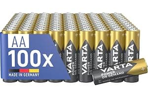 VARTA Pilas AA, paquete de 100, Power on Demand, Alcalinas, 1,5V, para accesorios de ordenador, dispositivos Smart Home, linternas, Made in Germany