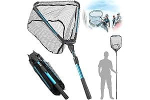 Jiavlyx Red de Pesca Plegable, 90cm Red de Pesca Telescópica, para estanques, Arroyos, Lagos y Desde embarcación