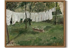 InSimSea Framed Wall Art for Living Room for Living RoomVintage Laundry Room Art Print Antique Oil Painting Country Landscape Vintage Wall Art Canvas for Bedroom OfficeGallery 11x14in
