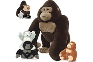 MorisMos Big Gorilla Soft Toy with Babies inside, Lifelike Large Giant Gorilla Monkey Teddy Stuffed Animal Plush Cuddly, Kawaii Presents for Kids Girls Boys Birthday Party Decorations (50 cm)