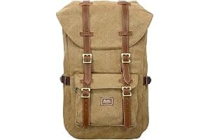 KAUKKO Mochila unisex para estudiantes de 17 pulgadas para portátil de 15 pulgadas, mochila informal, mochila para senderismo, 47 cm, 22,4 L, (caqui) (Naranja) - EP5AApricot