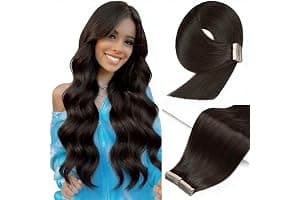 YDDM Extensiones Adhesivas Pelo Natural 20pcs 35cm 40g Negro - Extensiones De Cabello Humano (14 Pulgadas, 1B#)