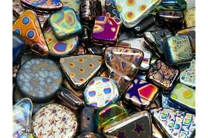 0.8 oz (25g) Mix of Unique Czech Bohemia Glass Pressed Beads with Various Patterns, Matte and Glossy, Hand Made BCV