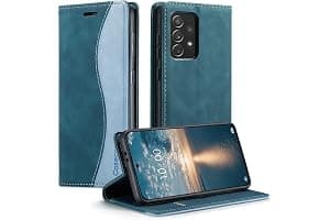 Casecond Funda para Samsung Galaxy A53 5G Cuero Premium Flip Folio Carcasa Case con Tarjetero Fundas Tapa Libro Magnético con Bloqueo RFID Proteccion para Mujeres Hombres - Azul Verde