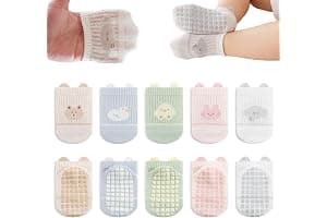 YANWANG Bebé Antideslizante Tobillo Calcetines con Agarre Algodón Transpirables para Bebés Niños Niñas 5 Par Multicolores