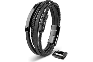SERASAR Pulseras de cuero premium para hombre | Cierre seguro de acero inoxidable | Tres colores | Joyero Incluido