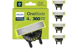 Philips OneBlade Original 360 Blade Heads, Compatible with all OneBlade and Pro Electric Shaver & Trimmers, Original from Philips, 4x One Blade, 16-Month Supply (QP440/50)
