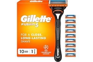 Gillette Fusion5 Razor for Men with Precision Trimmer, 1 Handle Plus 10 Blade Refills, 5-Blade System for Close, Long-Lasting Shave, Lubrastrip for Smooth Glide