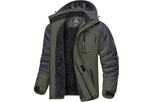 KEFITEVD Hombre Impermeables Lana Chaquetas Impermeables Esquí Cálidos Invierno Abrigos Térmicos Exteriores Abrigos con Capucha Desmontable