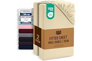 Utopia Bedding Fitted Sheet Small Double (2 Pack), Beige - Deep Pocket 14 inch (30 cm) - Oeko Tex Certified - Easy Care - Sof