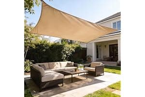 HAIKUS Toldo Vela de Sombra Exterior Rectangular 3x4m Protección UV PES Impermeable, Lona Sombra para Terraza Jardín - Arena