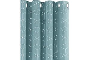 Deconovo Set of 2 Sky Blue Blackout Curtains, Thermal Insulation, Anti-Cold, Diamond Printed Curtains for Living Room, 132 x 114 cm, Children, Bedroom Curtain