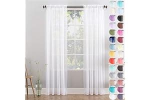 Megachest a pair of slot top voile curtains (Pure White, 56" wideX81 drop 2 Panels)