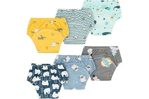 BSBUY Pañales Reutilizables Bebe, Pack de 6 Calzones de Entrenamiento Reutilizables para Bebés, Bragas de Aprendizaje Niño Niña, Transpirable, Suave y Cómodo