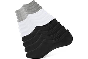 CLOSEMATE 6 Pares Calcetines Invisibles Pinkies Hombre Mujer Verano Tobilleros de Algodón Transpirables Cortos Antideslizantes Silicona Bajos Blancos Negros Gris