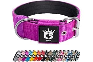 TSPRO Collar Táctico para Perros Ajustable, Collares con Broche de Metal Robusto, de 3,8 cm de Ancho, Duradero y Cómodo para Perros Medianos y Grandes (Morado L)