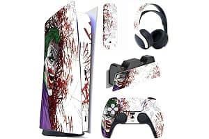 PlayVital for ps5 Skin - Digital Edition Console Full Set Vinyl Decal Sticker, Cover Skin Accessories for ps5 Controller & Charging Station & Media Remote & Headset -Clown Hahaha