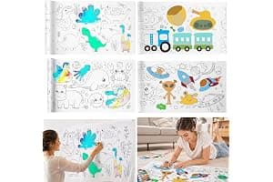 4 rollos de papel, papel de pintura, rollo de dibujo, 300 x 30 cm, papel de relleno de color para colorear pintura DIY (animales, dinosaurios, tráfico, espacio）