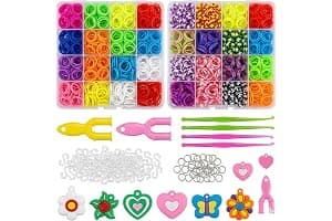Kit gomas para hacer pulseras de 2000 piezas | Kit pulseras de 24 colores ideal para niña con abalorios y herramientas | Set creativo con cuentas para hacer pulseras, manualidades y regalo original