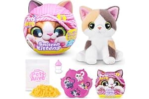 Pets Alive Smitten Kittens Serie 2 (Calico Cat) de ZURU – Juguete de Peluche Interactivo con 10 Sonidos, Desempaquetado Sorpresa, Mascota Suave Coleccionable para Edades 3+