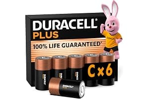 Duracell Plus C Batteries (6 Pack) - Alkaline 1.5V - 100% Life Guaranteed - Reliability For Everyday Devices - 0% Plastic Packaging - 10-Year Storage - MN1400