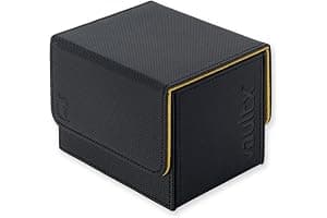 Vault X Caja para mazos de cartas coleccionables de carga lateral, 100+ cartas, material Exo-Tec de primera calidad, tapa magnética extraíble, MTG Commander, TCG (Negro/Amarillo)