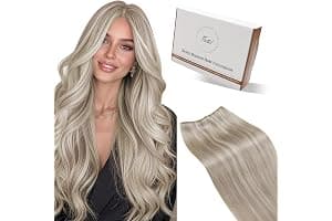 Hetto Weft Hair Extensions Real Human Hair Ash Blonde Highlights Light Blonde 16 Inch - Salon Weft Hair Extensions Sew in Human Hair Wefts Hand-Tied, Durable for Full Head Styling 80g #18/613