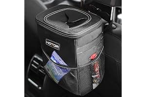 HOTOR Car Bin: Leak-Proof, Foldable, Waterproof Interior Accessory With Lid, Adjustable Straps and Multiple Pockets