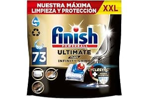 Finish Ultimate Plus Infinity Shine, Pastillas para el Lavavajillas, limpieza y brillo intensivos, y protección del cristal, 73 pastillas