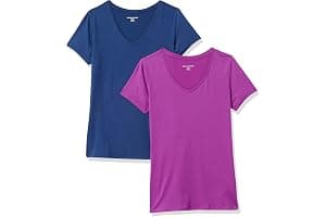 Amazon Essentials Mujer Camiseta Elástica de Secado Rápido, Manga Corta y Cuello en V (Hay Tallas Grandes)