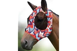 Harrison Howard, Máscara elástica antimoscas Muy cómoda, con Gran Espacio para los Ojos, con protección UV, Transpirable, Suave con la Piel, Estampado geográfico Naranja