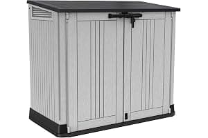 Keter Store It Out Nova Outdoor Garden Furniture Storage Shed Light Grey with Dark Grey Lid | Fade Free | All Weather Resistant | Safe and Secure | Zero Maintenance | 5 year Warranty