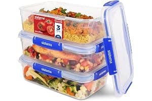 Sistema KLIP IT PLUS Leakproof Food Storage Containers | 2.2 L | AirtightStackable & Nestable Meal Prep Containers with Lids | School Lunch Boxes | 3 Count