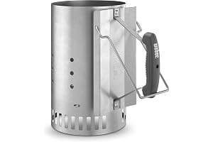Weber Rapidfire Chimney Starter for Charcoal Barbecues/BBQ Accessory, Lights Charcoal Briquettes Quickly Without Lighter Fluid, Aluminised Steel, 6 L Capacity, 32 cm x 20.5 cm x 32.5 cm
