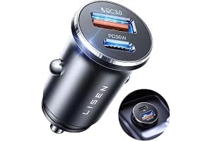 LISEN Car Charger Fast Charge 69W Cigarette Lighter USB Charger [All Metal & Smallest] Car Van BMW Accessories Interior, 12V Car USB C Adapter Socket Gadget for iPhone 17 15 16 samsung s26 iPad Kindle