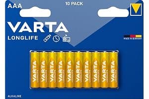 Varta Pila Longlife Power AAA Micro LR03 (paquete de 10 unidades), pila alcalina - «Made in Germany» - Adecuado para juguetes, linternas, mandos y otros aparatos que funcionan con pilas