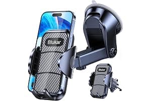 Blukar Car Phone Holder, Adjustable Car Phone Mount Cradle 360° Rotation - 4 in 1 Super Stable for Dashboard/Windscreen/Air Vent, One Button Release for All 4.7 to 6.7 inch Smartphones