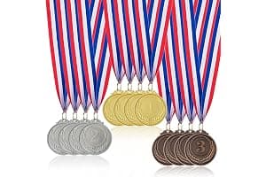 Donrime Medallas para NiñOs, 12 Piezas Medallas de Metal Dorado Plateado Bronce Ganador con Cintas, Premios del Día Deportivo, Competiciones de Juegos, Regalos de Fiesta para NiñOs Adultos