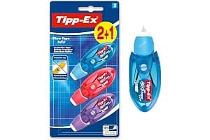 BIC Tipp-Ex Cinta Correctora de Bolígrafos, Óptimo para Material Escolar, Micro Tape Twist, 8m x 5mm, Con Cabezal Rotativo, Blíster de 3, Multicolor