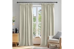 Deconovo Cortinas Salon Modernas 2 Piezas 260 Alto Cortinas Termicas Aislantes Frio Y Calor Cortinas Opacas con Bolsillo Fruncido de la Barra para Dormitorio 140 x 260 cm Beige Claro