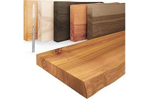 LAMO Manufaktur Estantería Flotante Pared de Madera con fijación Invisible | estanteria 40 cm Ancho para baño, Pasillo, Cocina | Color: Rustico, Borde: Natural | Madera Maciza, diseño Moderno