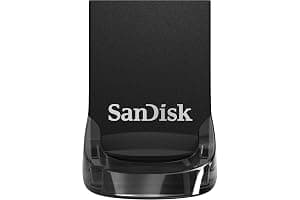 SANDISK Ultra Fit USB Type-A Flash Drive 128GB (USB 3.2 memory Stick up to 400MB/s read speeds, for Laptops and Gaming Consoles, Plug-and-Stay, RescuePRO Data Recovery Software) Black