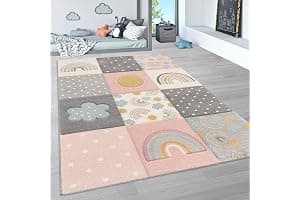 Paco Home Alfombra Infantil, Alfombra Pastel Habitación Infantil con Nubes 3D Y Motivos De Estrellas Arcoíris, tamaño:80x150 cm, Color:Multicolor