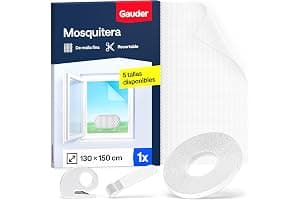 GAUDER Mosquitera para Ventana - Red Anti-Insectos con Cierre de Gancho y Bucle - Protección Adhesiva contra Mosquitos - Malla Autoadhesiva (130 x 150 cm - Bianca)