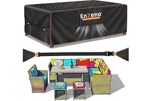 Enzeno Outdoor Garden Furniture Covers - Waterproof with Air Vent, Patio Table and Chair Set Cover, Heavy Duty Oxford Fabric 200X160X74cm