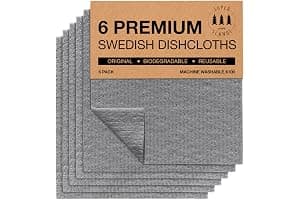 SUPERSCANDI 6 Piezas Paños de Cocina - 100% Biodegradables y Compostables | Trapos de Cocina Reutilizables, Aptos para Alimentos y Sin Plástico | Bayetas para Todas Las Superficies, Gris