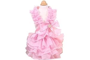 MaruPet Fashion Sweet Puppy Dog Chiffon Princess Dress for EXTRAL Small and Small Dog Pink S