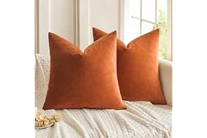 MIULEE Pack of 2 Fall Velvet Soft Solid Decorative Throw Pillow Covers Square Cushion Cases for Sofa Couch Bedroom Living Room Car Home Decor 18 x 18 Inch 45 x 45 cm Orange
